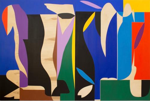 Dániel Bernáth, Iris choreography, 2023, Acryl auf Sperrholz, 166 x 250 cm, Foto: Dániel Bernáth
