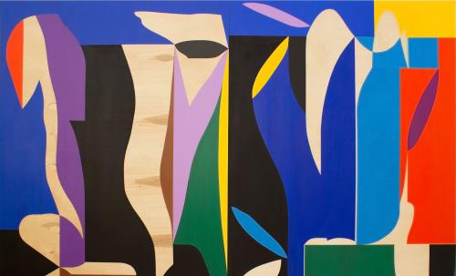 Dániel Bernáth, Iris choreography, 2023, Acryl auf Sperrholz, 166 x 250 cm, Foto: Dániel Bernáth