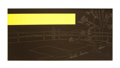 Stella Steiner Ritzung in Stein und Mischtechnik 30x61x1 cm offene Serie Memories1 2017